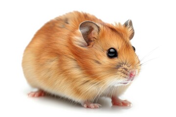 A cute hamster on a clean white background, adorable and fluffy.