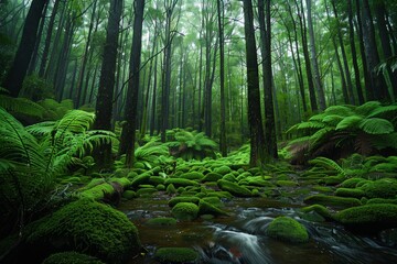 Fototapeta premium tropical forest in the jungle, fern