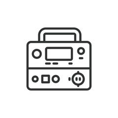Portable power station, in line design. Portable power station, Battery pack, Charging, Mobile power, generator on white background vector. Portable power station editable stroke icon.