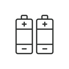 Battery, in line design. Battery, Power, Energy, Charge, Rechargeable, Lithium-ion, Cell on white background vector. Battery editable stroke icon.