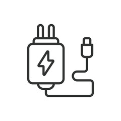 Adaptor, in line design. Adapter, Plug, Socket, Connector, Power, Electricity, Device on white background vector. Adaptor editable stroke icon.