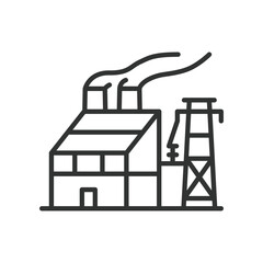 Power plant, in line design. Power plant, power, plant, electricity, energy, generation, station on white background vector. Power plant editable stroke icon.