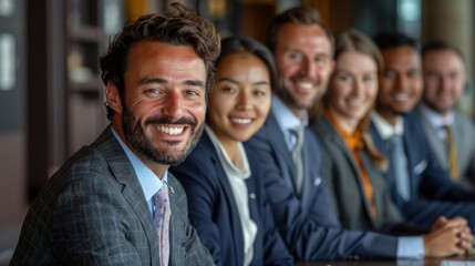 Business People Sitting at Conference Table. Generative AI