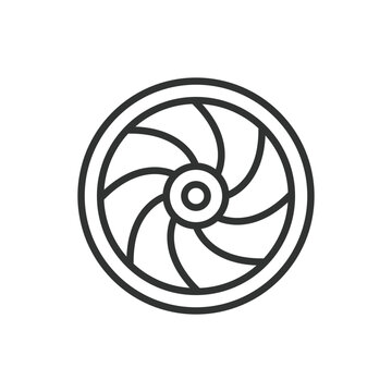 recommend clip art: Turbine, in line design. Turbine, energy, power, wind, generator, rotation, blade on white background vector. Turbine editable stroke icon.