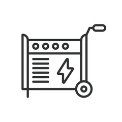 Portable generator, in line design. Portable, generator, power, electricity, backup, energy, on white background vector. Portable generator editable stroke icon.