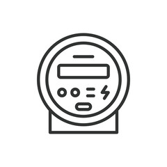 Electric meter, in line design. Electric, Meter, Measurement, Utility, Consumption, Power on white background vector. Electric meter editable stroke icon.