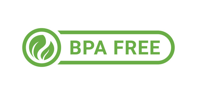 BPA free green label leaf icon fit for horizontal packaging design template