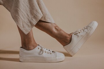 White canvas sneakers, street fashion