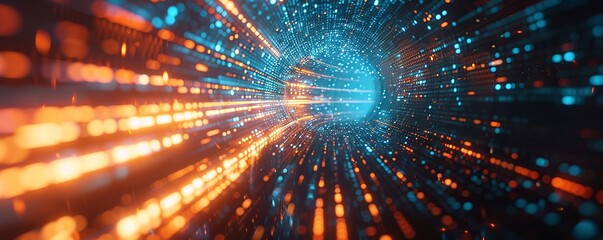 Abstract technology background of high speed global data transfer, ultra fast broadband and connection, digital cyber tech motion