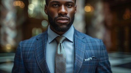 Black Man in Suit and Tie. Generative AI
