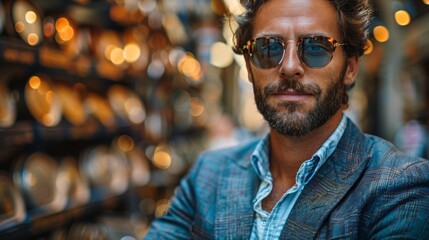 Man With Beard Wearing Sunglasses. Generative AI