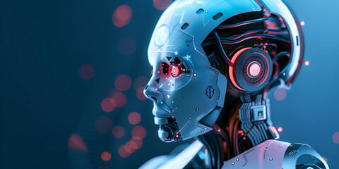 Fototapeta premium alien robot cyborg pearson with blur background