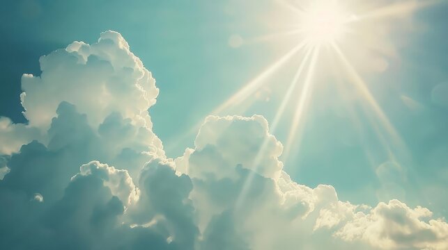 majestic cloudy sky with sunbeams heavenly abstract landscape photography