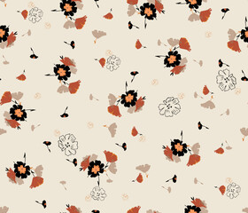 Flowers pattern, floral illustration. Fabric design.