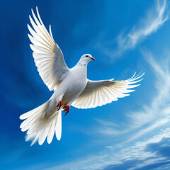 Obraz premium white dove flying in sky