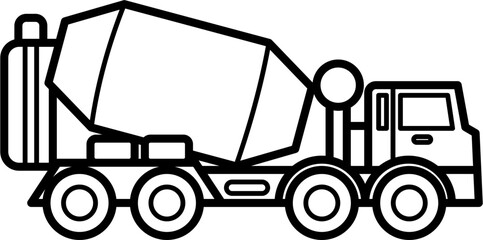 Cement Mixer Vector Outline Illustration
