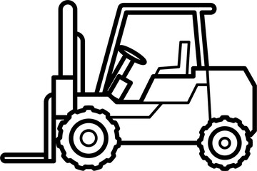 Forklift Vector Outline Illustration