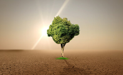 World Environment Day 2024 concept - Land restoration, desertification and drought resilience, 3d tree background. Ecology concept. We are #GenerationRestoration