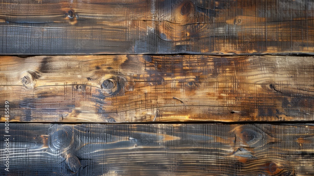Poster the image is of a wooden surface with a lot of burn marks and scratches. the wood appears to be old 