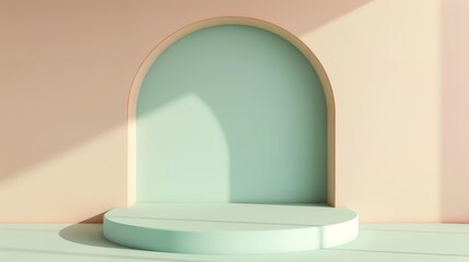 minimalist green podium on pastel background for elegant product showcase 3d illustration