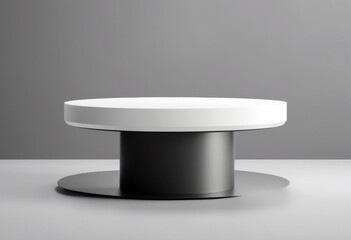 'White circle stand podium product splay Top view 3D render minimal colorful black dark gray light paper composition background copy poduim display topview copy space presentation up'