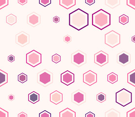 Hexagon background design. Multicolored geometric elements of varied size. Hexagon mosaic background with inner solid cells. Large hexagon shapes. Tileable pattern. Seamless vector illustration.