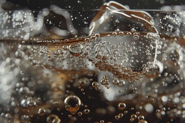 Close-up of fizzy bubbles in soda
