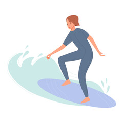 A woman in a gray wetsuit surfs on a large wave, showcasing her skill and the thrill of the sport.