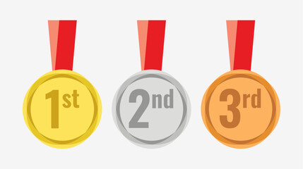 Winner Gold, Silver, Bronze. 1st 2nd 3rd medal first place second third Placement Achievement award winner badge guarantee winning prize ribbon symbol sign icon logo template 