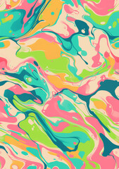 Fototapeta na wymiar Psychedelic marble pattern with neon greens and pinks