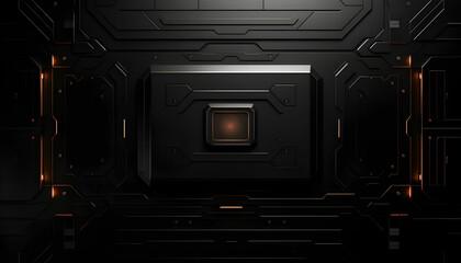 Fototapeta premium Black, Tech Background with Sci-Fi 3D Panels. Dark, Futuristic style. 3D Render