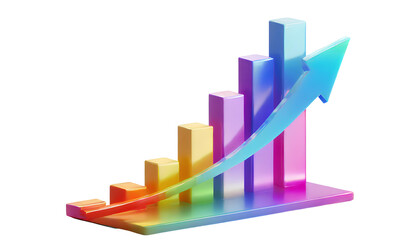 Business graph with colored blue arrow