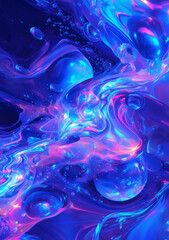 Abstract background with swirling cosmic marble in electric blue and violet hues