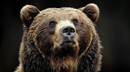 Obraz premium Close-up shot of a brown bear's face with a blurry background