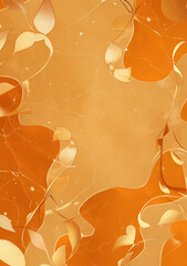 Abstract background featuring mustard marble with faded orange veins and copper floral outlines