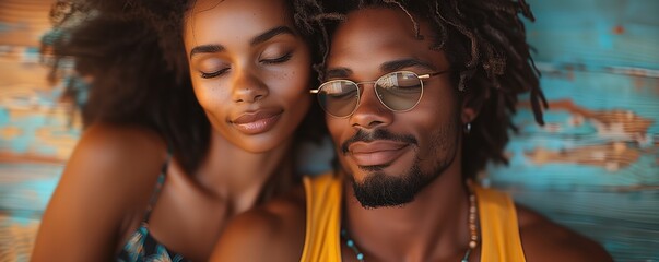 Fototapeta premium Relaxed couple enjoying serene beach moments