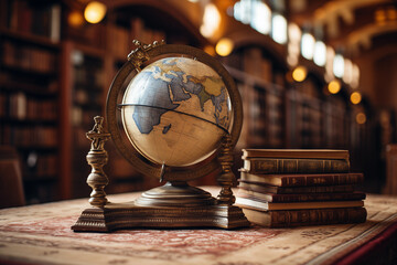 old books and globe