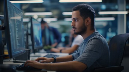 Middle Eastern Male Software Developer at Work