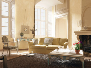 3d render of working office interior