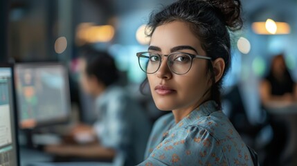 Middle Eastern Female Software Developer at Work