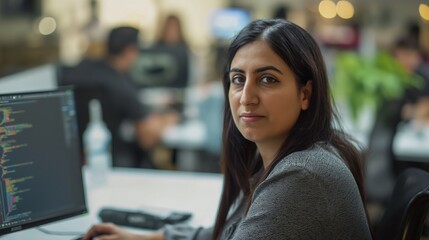 A Middle-Eastern Female Developer at Work 
