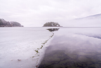 Frozen Steinsfjorden, view of Braks&oslash;ya island