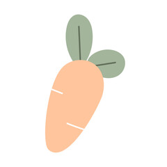 Hand draw Carrot in Kawaii style isolated on a white background. Vector cute illustration in flat style. Vegetable in Japanese style.