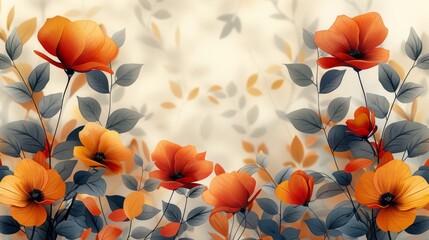 A botanical wall art modern set in earth tones with abstract shapes. Plant art design for prints, covers and wallpaper.