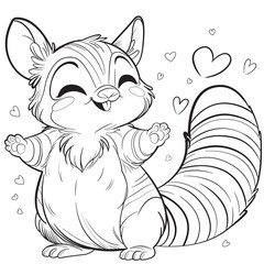 Numbat, cute and sweet, outline, Isolate, coloring page