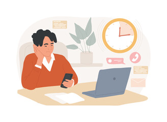 Procrastination isolated concept vector illustration.