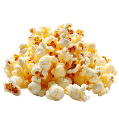 A pile of popcorn isolated on white or transparent background, png clipart, design element. Easy to place object on any other background.