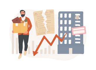 Displaced workers isolated concept vector illustration.