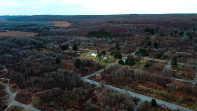 Aerial landscape of scenery in Fall around abandoned coal town Centralia Pennsylvania