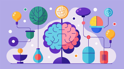 An art installation is created by a neurodivergent artist showcasing the beauty and diversity of different types of brains and abilities.. Vector illustration